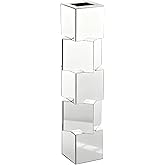 blingworld Silver Mirror Floor Vase, Square Glass Tall Vases for Decor Living Room Floor, Featuring a Bold Geometric Stacked Design, 27 inch Tall