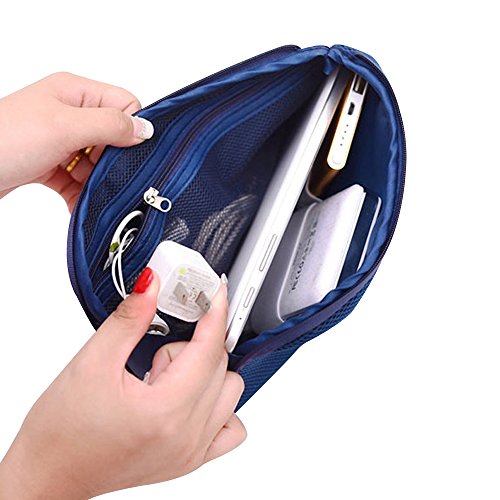Happy Hours - Creative Shockproof Digital Storage Bag Pouch / Multifunction Makeup Smartphone Charger Headset Data Cable Case for Travel and Daily(Navy) - Thumbnail 2