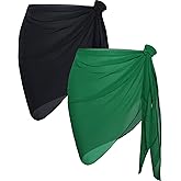 CHICGAL 2 Pieces Women Beach Sarong Bathing Suit Wrap Skirt Sheer Bikini Swimsuit Cover Ups for Swimwear