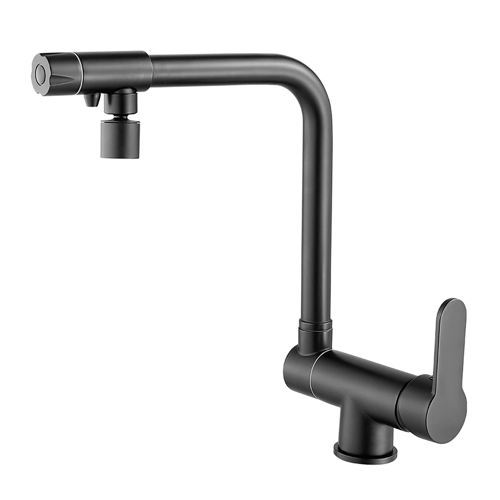 SJQKA-3 Way Kitchen Taps, for Window Folding Sink Mixer Tap, Drinking Purifier Water Tap Brass 360 Degree Swivel Spout (Black)