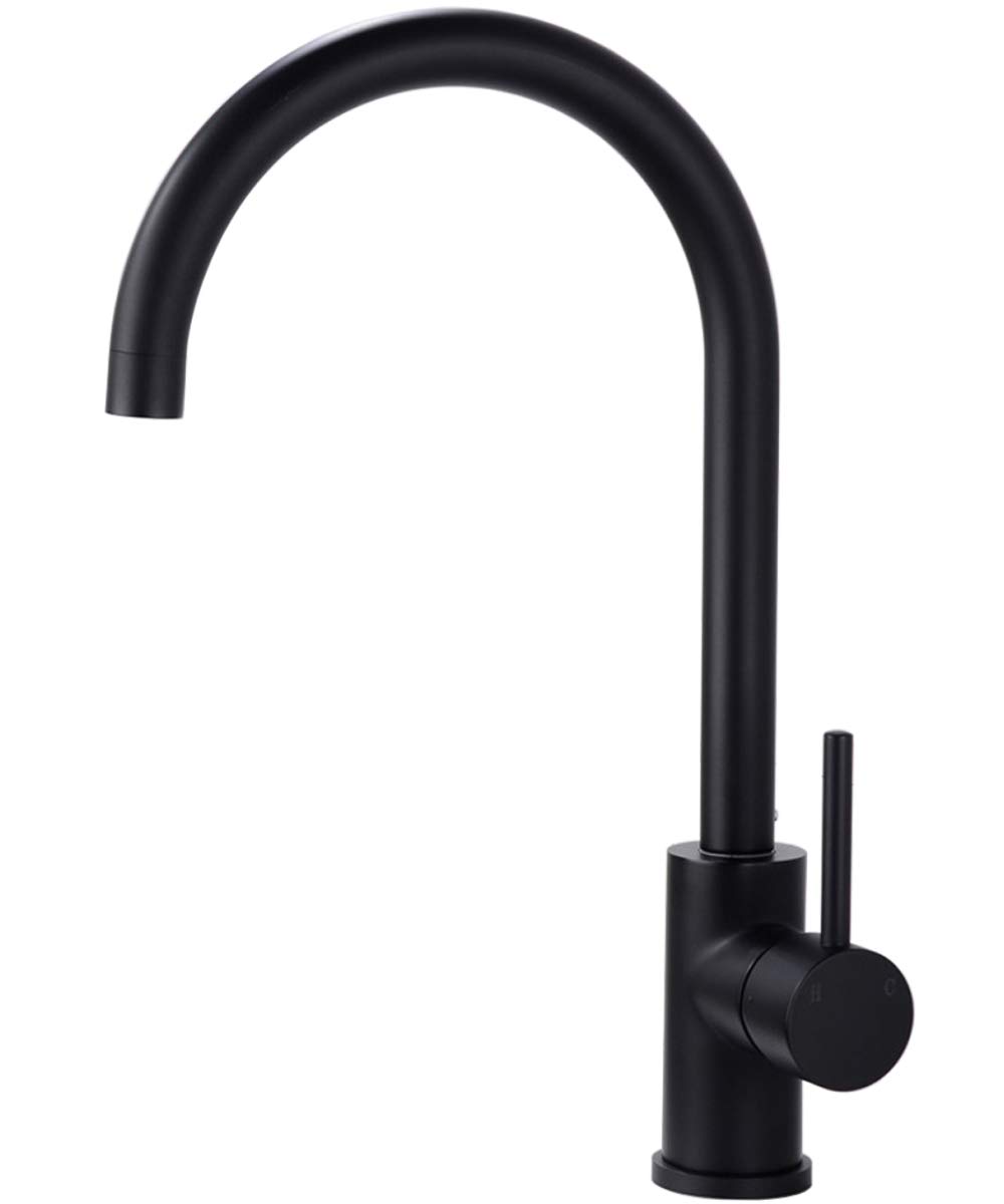 TRUSTMI Brass Single Lever Kitchen Sink Tap & Swivel Spout,Matte Black