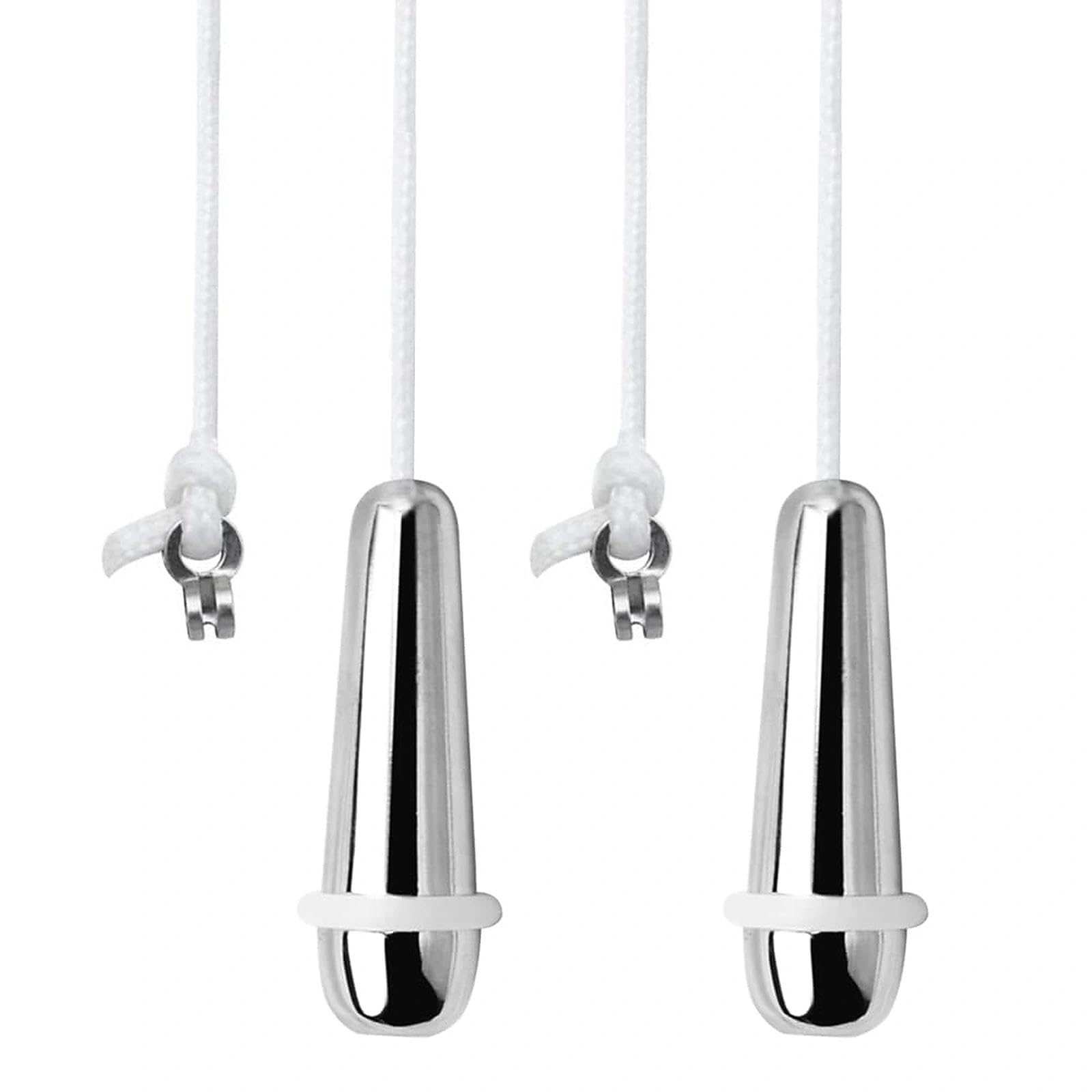NewZC 2 Pcs Bathroom Light Pull Teardrop Weighted Pull Cord Handle Rubber with 150 cm Long Nylon Pull Cord String Extension Connector for Bedroom Shower Toilet Ceiling Light Fan - Silver Chrome