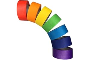 SIMON&ISAAC Rainbow Colors Masking Tape 1 inch Width Adhesive Tape Pressure Sensitive Tape Textured Paper 7 Rolls 14 Yards×1 