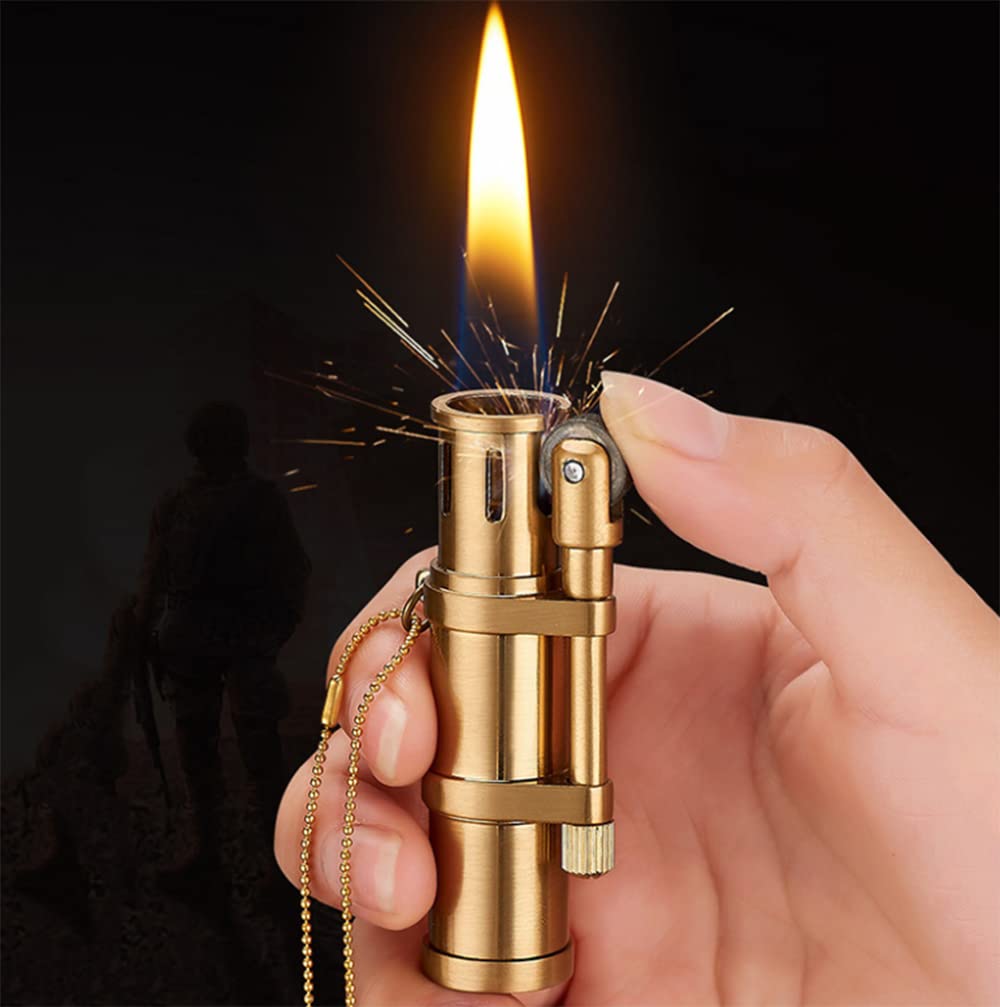 YTMY Men's Retro Kerosene Lighter Vintage Brass Lighter Gift