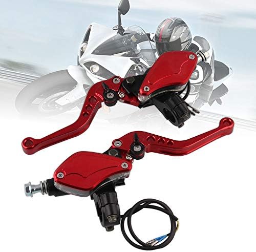 Sporacingrts 7/8" 22mm Motorcycle Front Handlebar Brake Clutch Lever with Master Cylinder Fluid Reservoir Universal for Sport Bike/Street Bike/Scooter/Dirt Bike Red