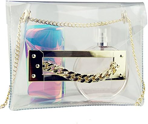 Mogor Women's Transparent Handbag Shoulder Bag Clear Tote Purse Messenger Evening Bag 2#