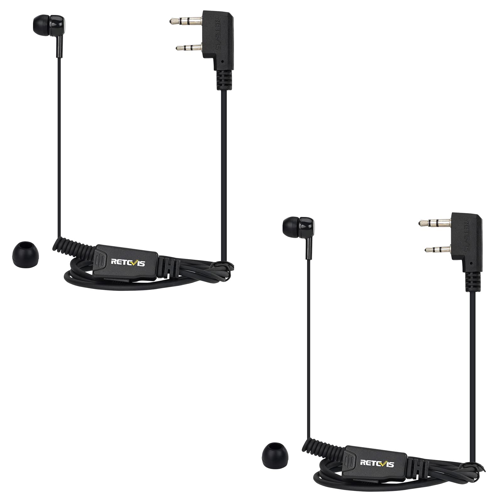 Retevis In Ear 2 Pin Walkie Talkie Earpiece with Mic Compatible with RT24 RT27 RT622 RT617 RT618 RT619 Two Way Radio Security Walkie Talkie Headphones with PTT(2 Pcs)