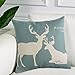BLEUM CADE Set of 4 Decorative Throw Pillow Covers Cushion Couch Pillow Cover 100% Cotton Linen Deer Pattern for Home Office Car Sofa 18x18 inches (45x45 cm)