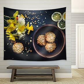 Still Life with Flowers and Cakes - Fabric Wall Tapestry Home Decor - 51x60 inches