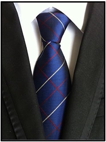 Gazebo Green Traditional Plaid Formal Wedding Necktie (Navy, Red &amp; Gold)