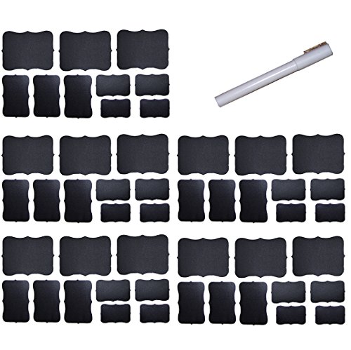 50 Fancy Rectangle Chalkboard Sticker Variety Pack With Chalk Pen In 4 