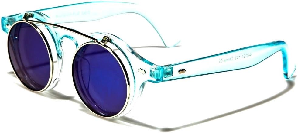 Retro Round Flip Up Steampunk Sunglasses