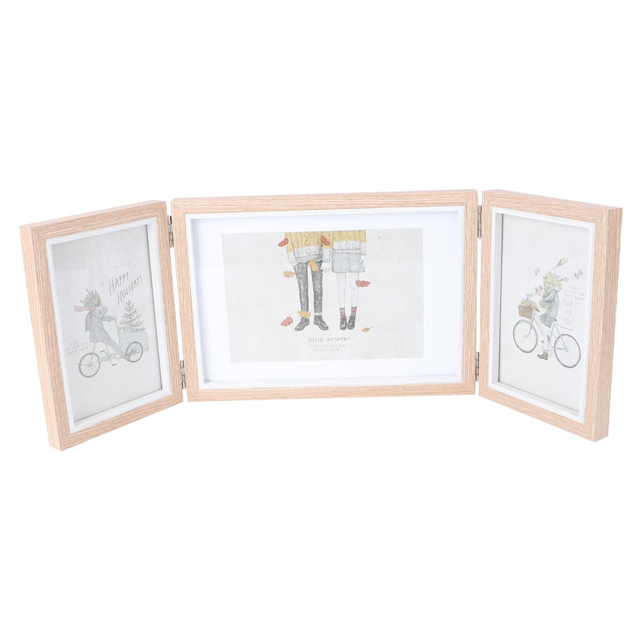 Garneck Triple Picture Frame For Wall 6x4 And 7x5 Multi Wood Family Photo Frame Hinged Folding 3 Layer Picture Frame For Wedding Birthday Fathers Mothers Day Favor
