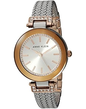 Women's AK/1907SVRT Swarovski Crystal Accented Rose Gold-Tone and Silver-Tone Mesh Bracelet Watch