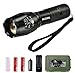 MIZOO LED Flashlight Zoomable Tactical Flashlight Kit with 5 Modes of Bright and Rechargeable Battery Portable Torch Lamp