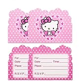 Jlemon 20pcs Hello Cat Kate Birthday Party Invitations Card Hello Cat Birthday Party Supplies Party Post Decoration (Card B)