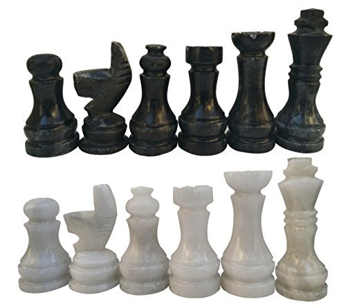 Radicaln Marble Chess Pieces Oceanic and White 3.5 Inch King Figures Handmade 32 Chess Figures - Suitable for 16-20 Inch Chess Game - Board Games