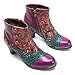 socofy Block Heel Ankle Booties,Women's Bohemian Splicing Pattern Side Zipper High Block Heel Ankle Leather Boots