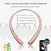 LSCHARM Bluetooth Headphones Retractable Earphones Neckband Sport Wireless Earbuds Stereo Waterproof Noise Cancelling Headsets with Mic for iPhone Samsung iPad (RoseGold)