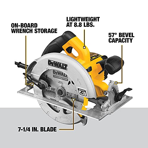 DEWALT Circular Saw, 15 Amp, 57 Degree Bevel, Electric Brake, Corded