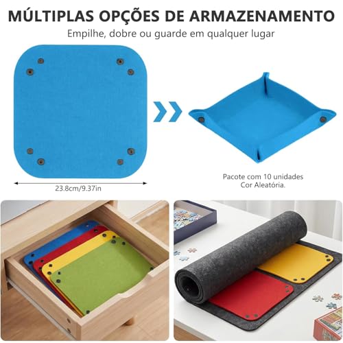 Separador de Pecas para Puzzle, GODREAM Kit de 10 Separador de Peças Quebra Cabeça, Material de Feltro, Dobrável, Portátil e Fácil de Guardar