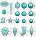 AMS 90ct Christmas Ball Assorted Pendants Shatterproof Tree Ornaments Seasonal Decorations in a Reusable Hand-Help Gift Box Ideal for Holiday and Party (Turquoise, 90ct)