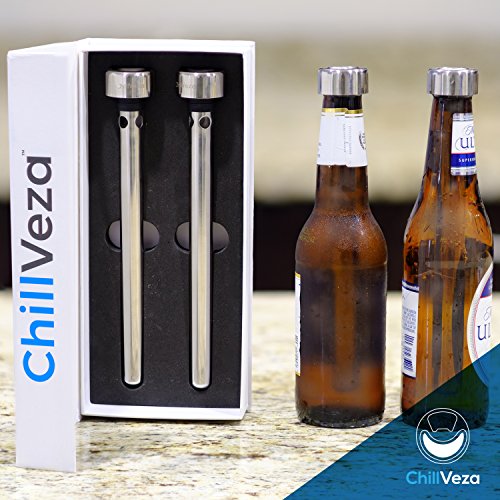 ChillVeza Beer Chiller Sticks for Beer Bottles, Stainless Steel (2