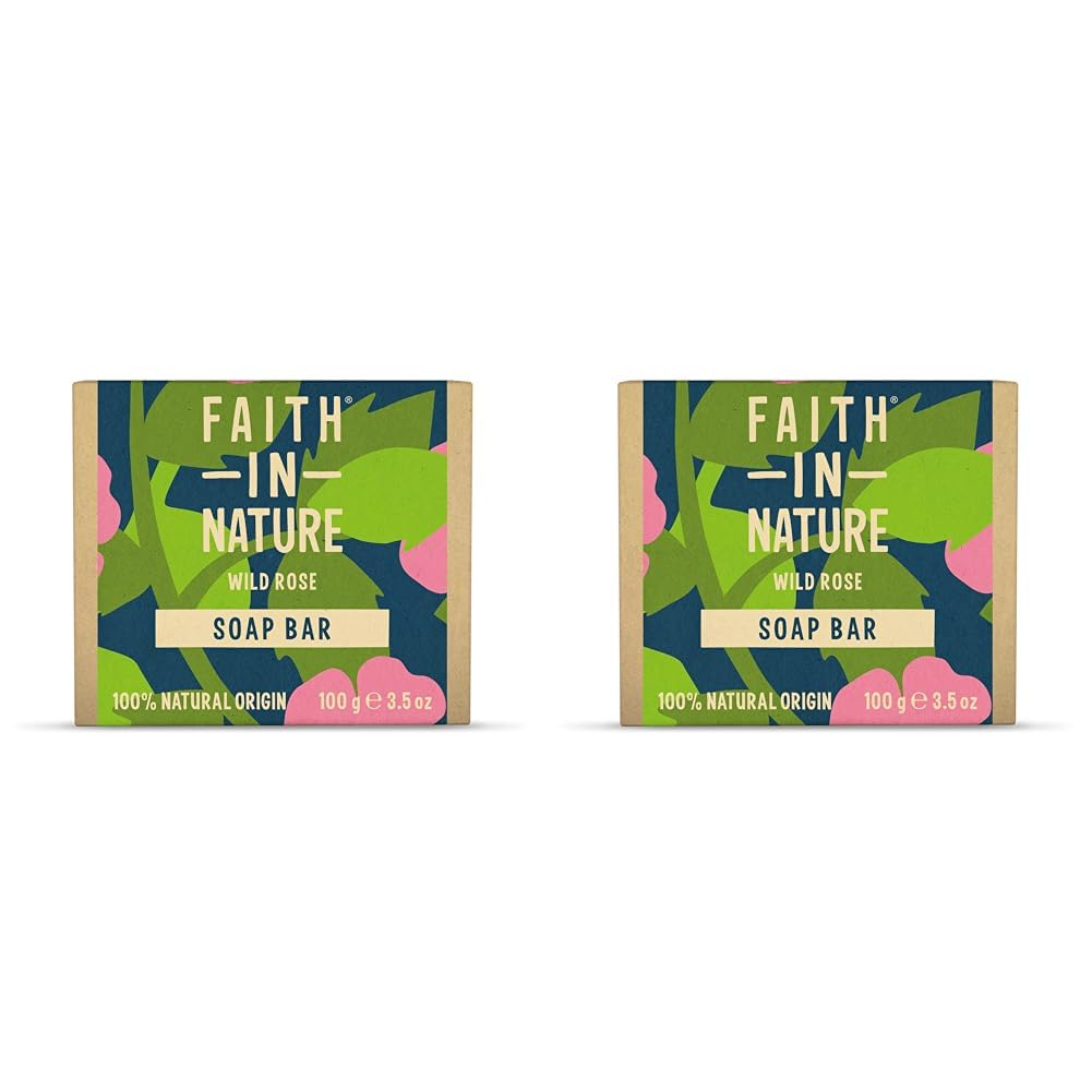 Faith In Nature Natural Wild Rose Hand Soap Bar, Restoring, Vegan & Cruelty Free, No SLS or Parabens, 100g (Pack of 2)