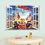 Fange DIY Removable Lego LEGO Games 3D Windows Art Mural Vinyl Waterproof Wall Stickers Kids Room Decor Nursery Decal Sticker Wallpaper 27.5''x19.6''