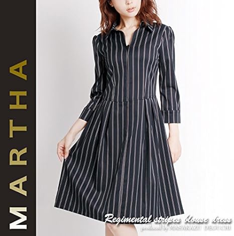 Amazon Co Jp レジメンタルストライプブラウスワンピ L 服 ファッション小物