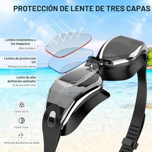 Ambienden Swimming Goggles Men Women for Adults – Anti-Fog HD Lenses, UV Protection, Waterproof, Suitable for Training, Competition and Swimming Pool – Unisex Swimming Goggles with Secure Fit