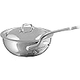 Mauviel M'Cook 5-Ply Polished Stainless Steel Chef Pan With Lid, And Cast Stainless Steel Handle, 1.1-qt, Made In France