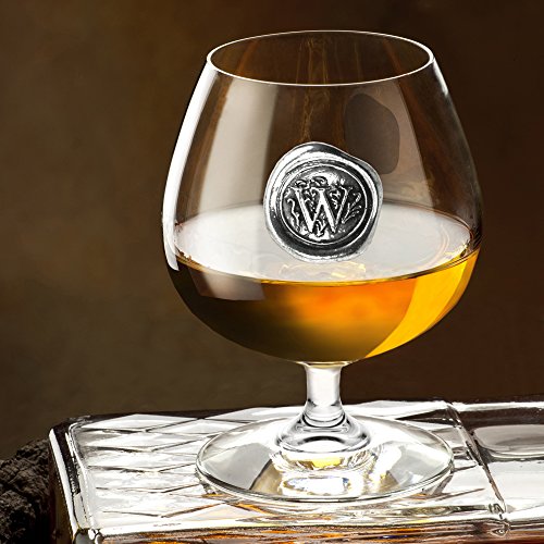 English Pewter Company 14.5oz Brandy Cognac Snifter Glass With Monogram Initial - Unique Gifts For Men - Personalized Gift With Your Choice of Initial (S) [MON219] - Thumbnail 2