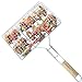 BBQ WINJ Barbecue Basket Folding for Roast BBQ Portable Grilling Basket with Wood Handle for Fish,Vegetables, Steak,Shrimp?Chicken Wings.