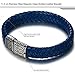 FIBO STEEL Handmade Braided Leather Cuff Bracelet with Clasp, Unique Stylish Jewelry for Men & Women - 11.5mm Width, 7.5/8.0/8.5 Length - Black/Blue