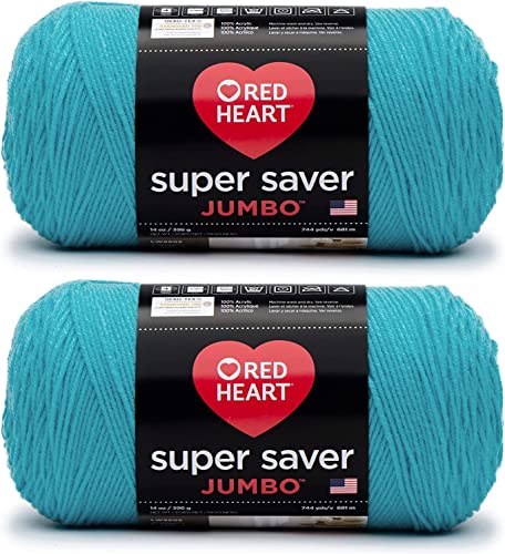 Red Heart Super Saver Jumbo Yarn, 2 Pack, Turqua 2 Count