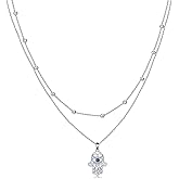 MONGAS Tree of Life/Infinity Cross/Lock and Key/Lotus/Hamsa/Horse/Strawberry/Opal/Lariat/Dragonfly/Heart/Violin Layered Necklace Sterling Silver for Women