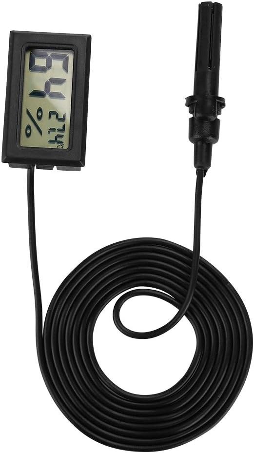 Thermometer Hygrometer Digital, Practical Temperature Humidity Meter LCD Hygrometer Thermometer for Violin Guitar Ukulele Case Instrument Care (Black)