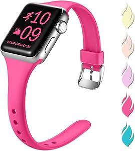 Henva Fashionable Band Compatible with iWatch 40mm 38mm, Waterproof Soft Band Compatible for Apple Watch SE Series 6/5/4/3/2/1, Rose Pink, S/M
