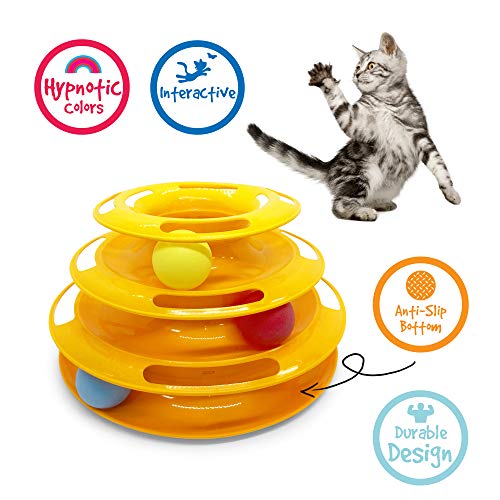 Pet Craft Supply Interactive Cat & Kitten Three Layer Colorful Track Ball Tower Fun Mental Stimulation Physical Exercise Puzzle Cat Toys