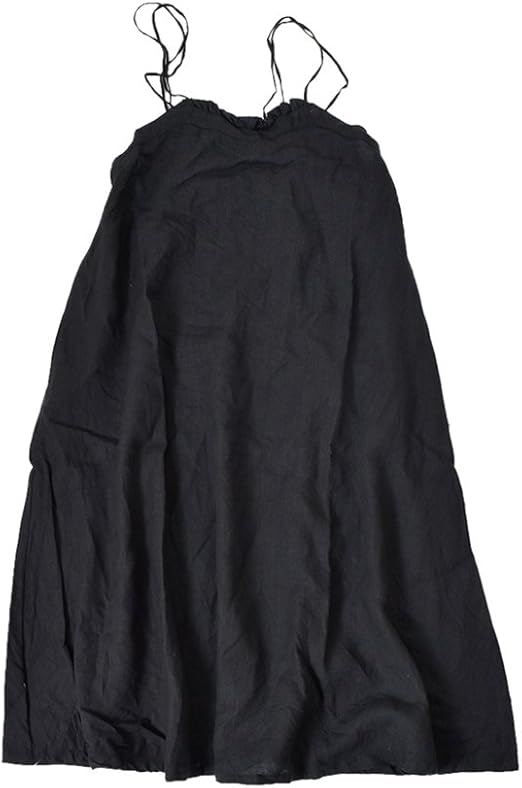 Amazon Co Jp イナ Ina リネン胸元フリルキャミソールワンピース 38 ブラック Col 03 1140 38 03 服 ファッション小物