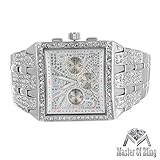 Big Square Face Watch Mens Iced Out Lab Diamonds Geneva Platinum Steel Back Jojo0738964387836