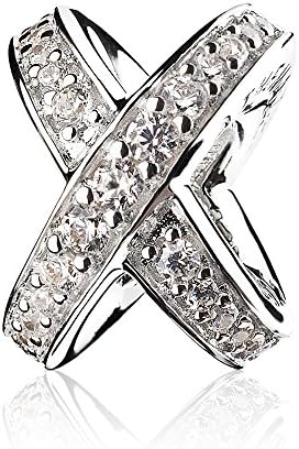 ATHENAIE 925 Sterling Silver with Clear CZ Galaxy Cross Ring Bead Charms for Bracelet