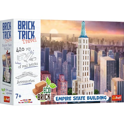 Trefl - Brick Trick Travel: Empire State Building - Bauen mit Brick Travel, New York City, EKO Brick Bricks, 420 Bausteine, wiederverwendbar, Kreativ-Set für Kinder ab 7 Jahren
