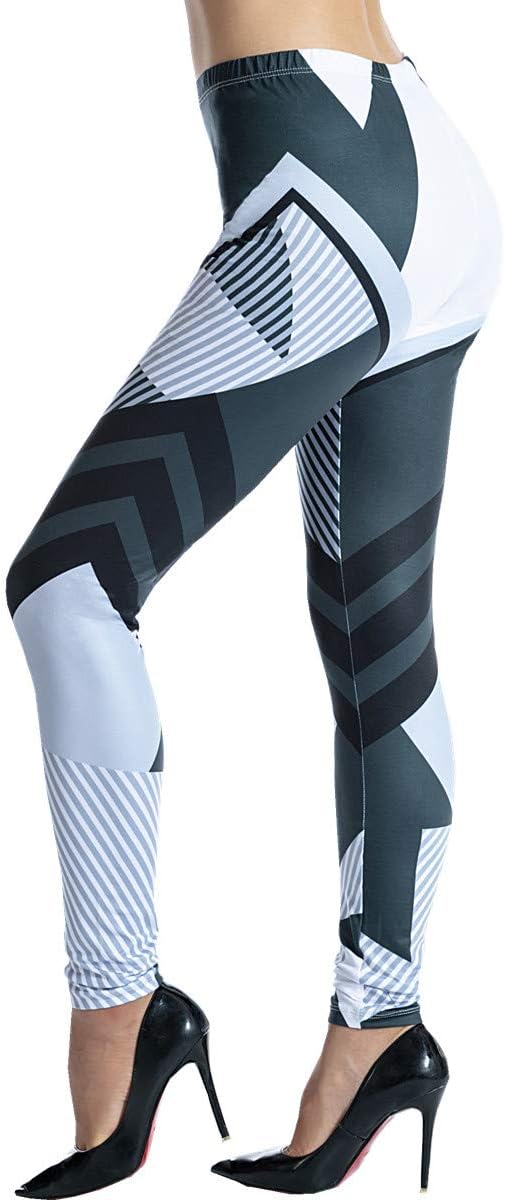 Ndoobiy Women's Printed Leggings Full-Length Regular Size Workout Leggings Pants Soft Capri Legging L1 (Sport OS)