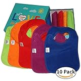 BEST Baby Teething Bibs With Snaps Closure (10 Pack) Waterproof 100% Terry Cotton Colorful Dribble & Teething Unique Drooler Bibs Set - Perfect For Baby Registry Baby Shower Gift Basket By CHARIS KID