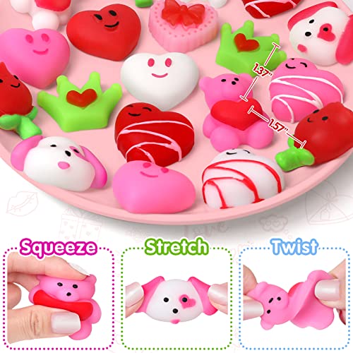 30PCS Valentine Mochi Squishy Toys for Kids Party Favors Valentine