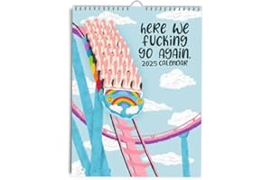 PODAFU Here We Go Again 2025 Calendar, Here We Go Again Calendar, Fun Hanging Month Hanging Calendar, Match Your Witty Personality, Novelty Planning Wall Calendar Note Pads for Home Office