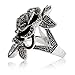Blowin Newest Womens Ladies Gothic Vintage Stainless Steel Big Rose Flower Band Ring (9)