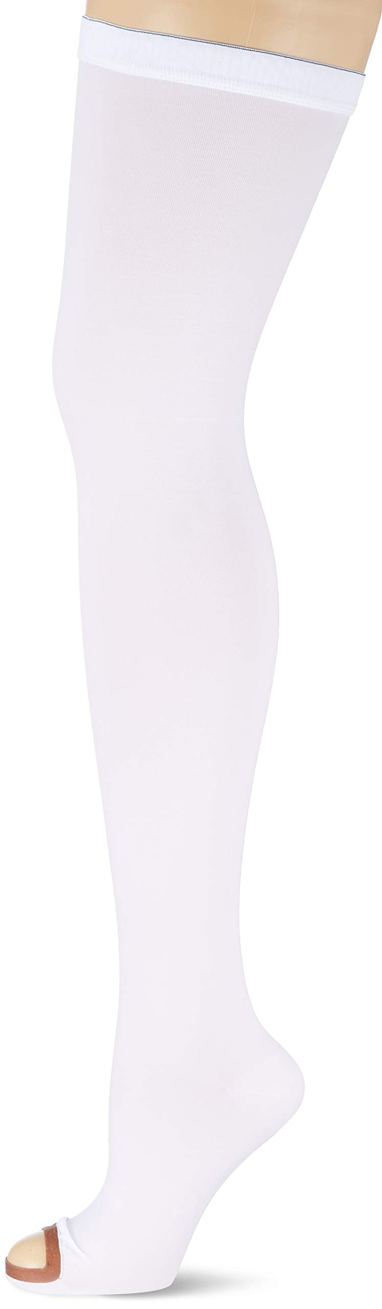 Sanyleg - Antithrombosis and Antiembolism Stay Ups Stockings, with Descending Graduated Compression, with Inspection Hole and Silicon Top, Small Size, Length 70-80 cm